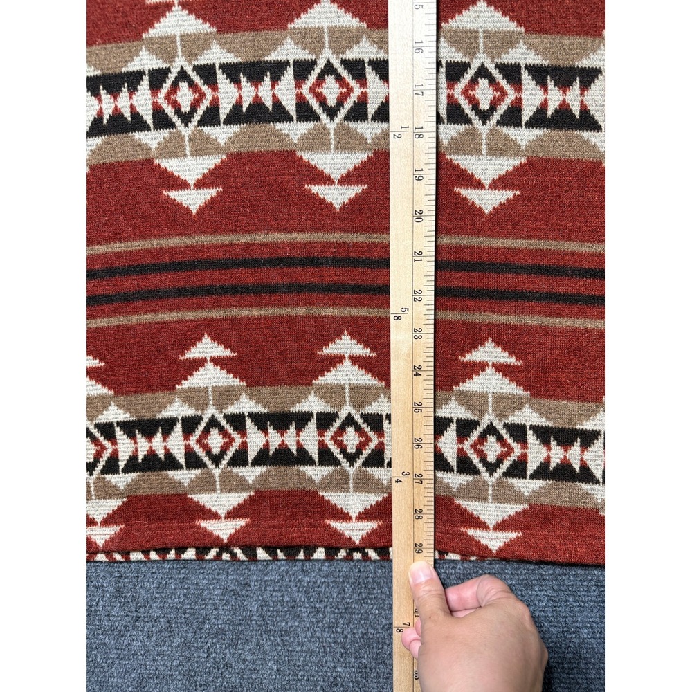 GIBIU Poncho Sweater Women Large Rust Excellent Aztec Geometric Cowl Neck - Picture 5 of 7